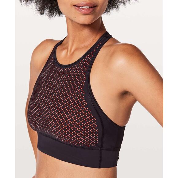 Lululemon Get Your Peek On Bra Deep Phantom / Red Orange Size 4 - Picture 1 of 10